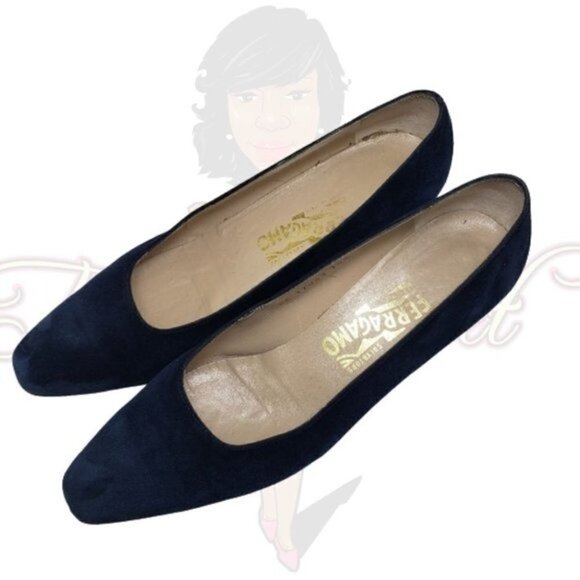 Salvatore Ferragamo Closed Toe Suede Slip-on Pumps - Picture 1 of 9